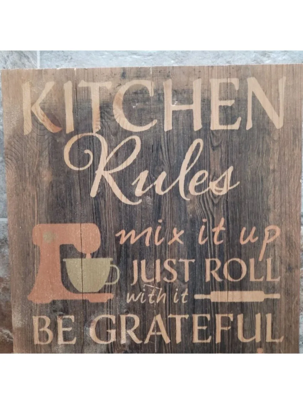 P Graham Dunn Kitchen Rules Distressed Wood Pallet Wall Art Sign Plaque 24x14